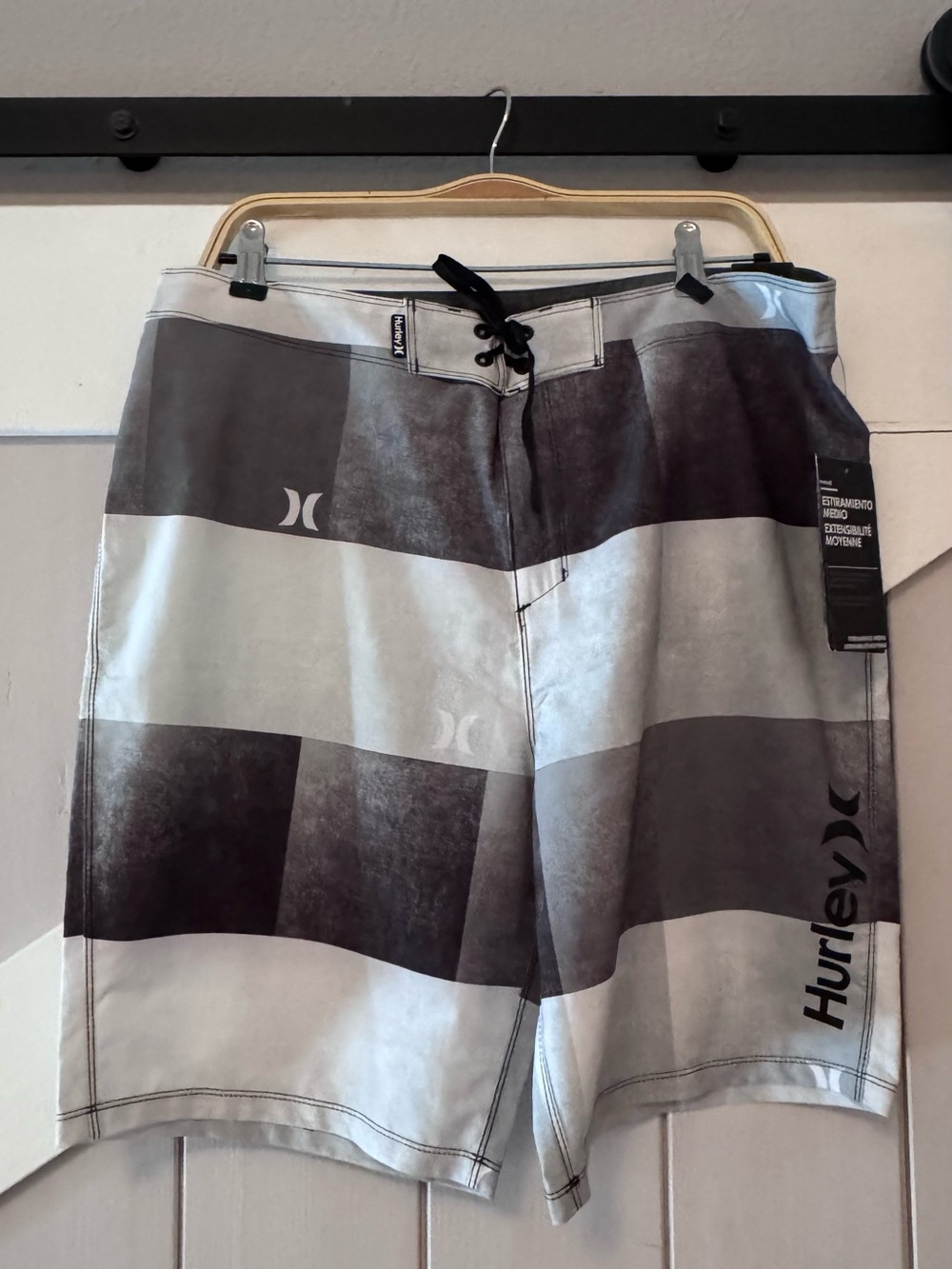 Hurley Men’s Gray Striped Boardshorts